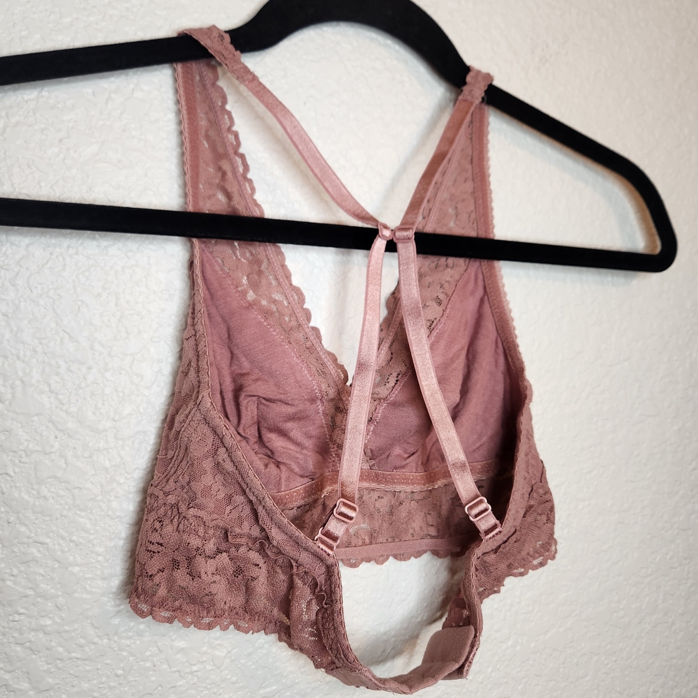 Felina Wireless Lace Bralette, Mauve Pink Size S - Picture 8 of 16